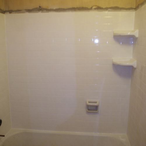 Photo of shower walls above a tub